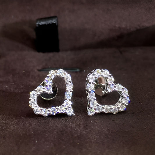 Vintage Cubic Heart Stud Earrings