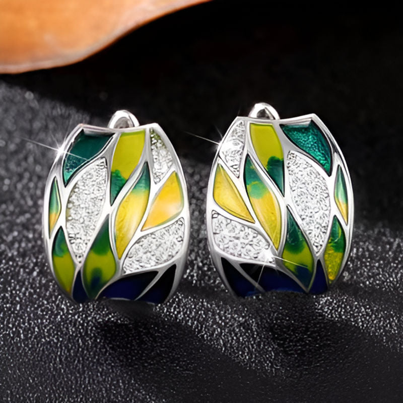 Vintage Flowers Enamel Earrings