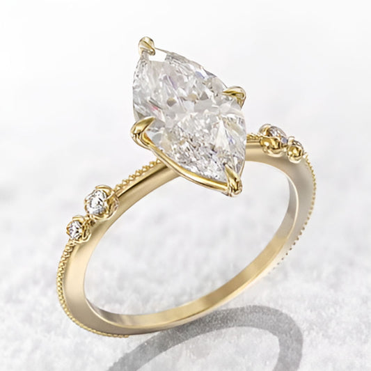 Gold Marquise Cubic Zirconia Ring