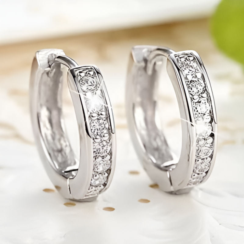Silver Circle Dazzling Hoop Earrings