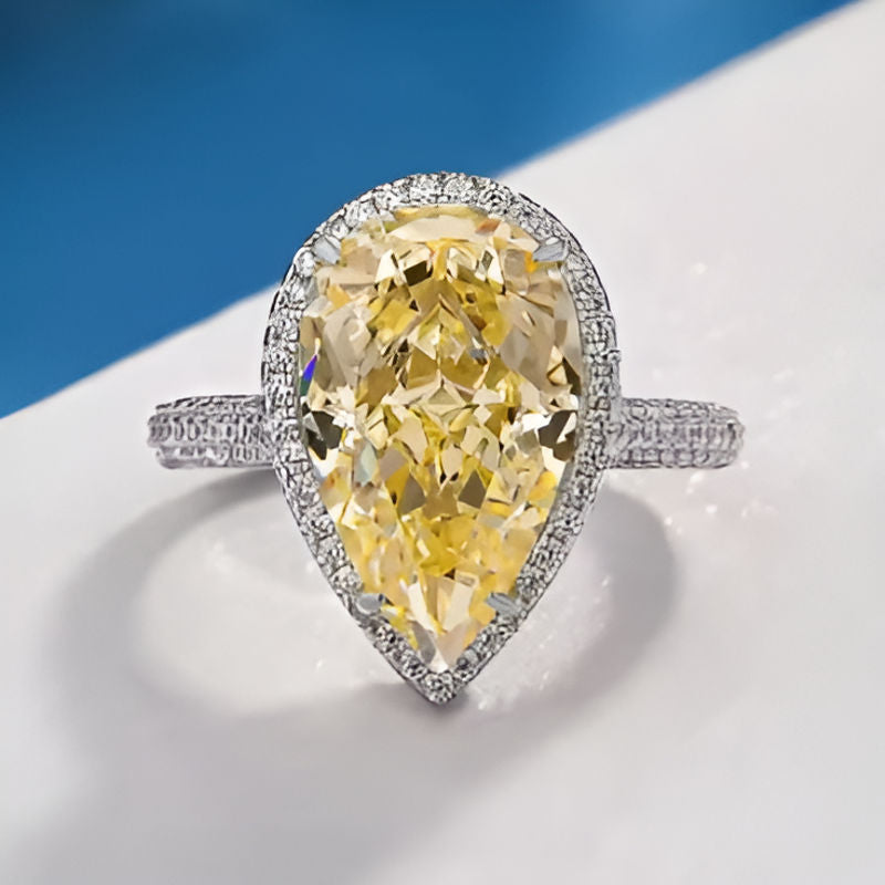 Vintage Pear Yellow Zirconia Ring