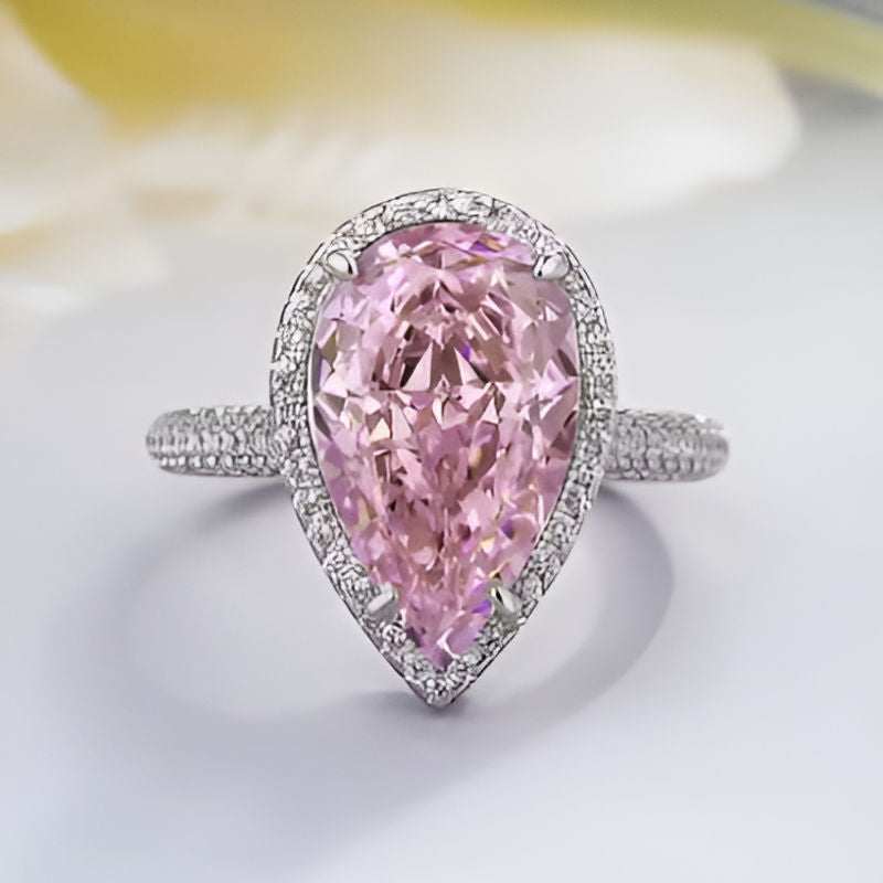 Vintage Pear Pink Zirconia Ring