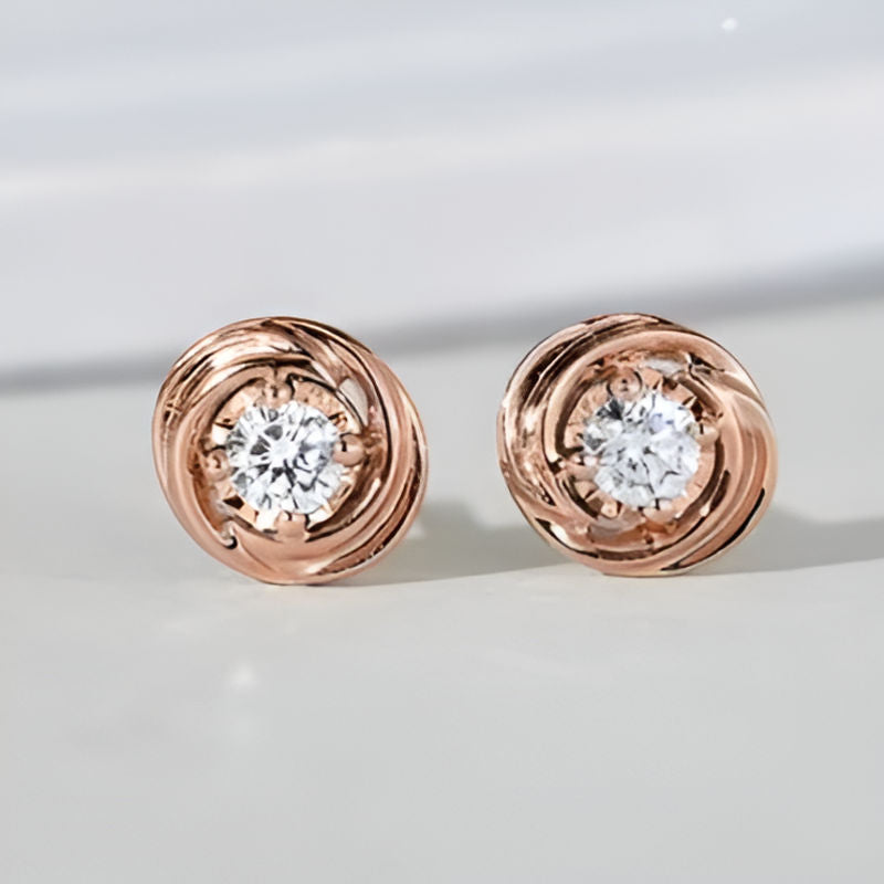Elegant Round Zirconia Stud Earrings
