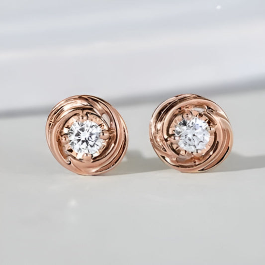 Elegant Round Zirconia Stud Earrings