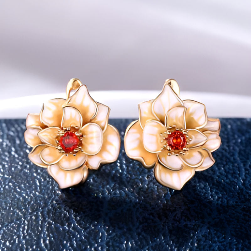 Vintage Enamel Flower Earrings