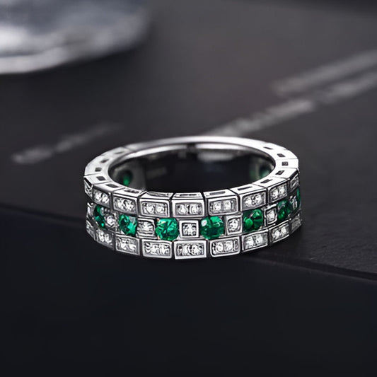 Vintage Paved Green Zirconia Ring