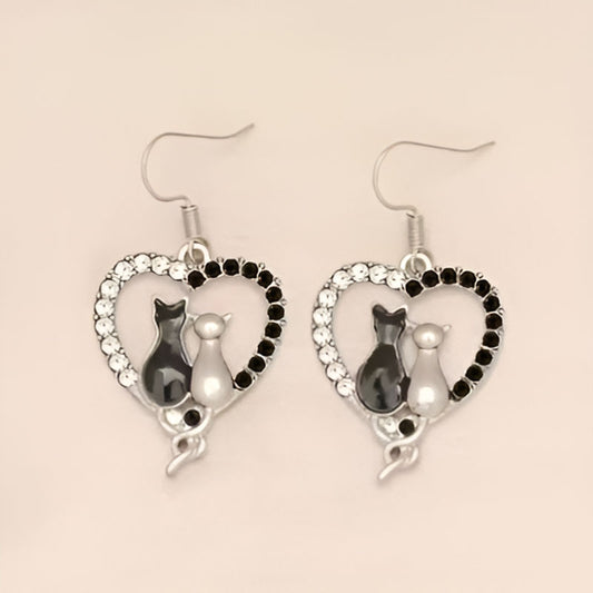 Vintage Couple Cats Love Earrings