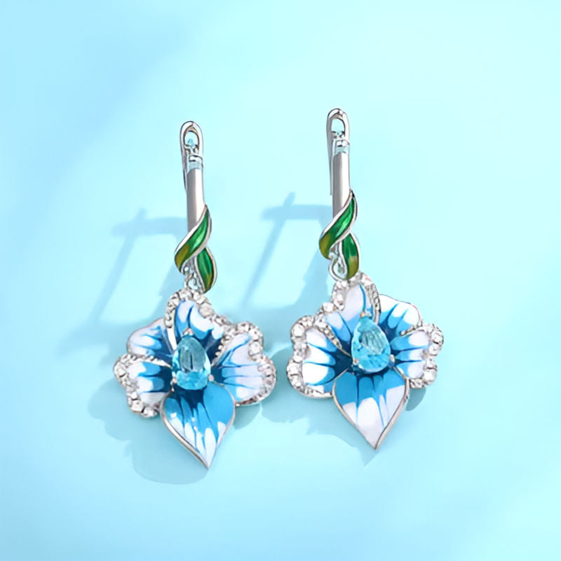Vintage Enamel Flower Earrings