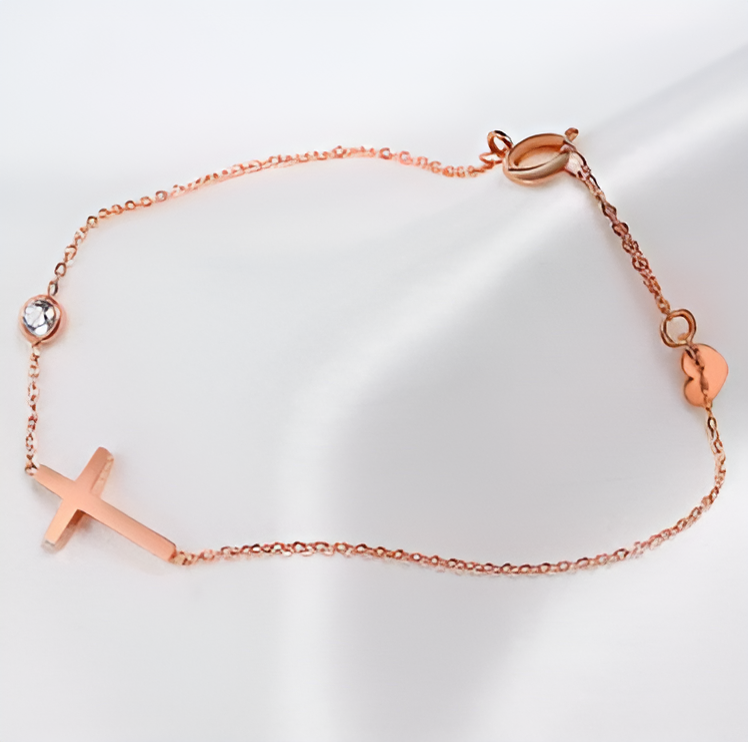 Vintage Pink Cross Bracelet