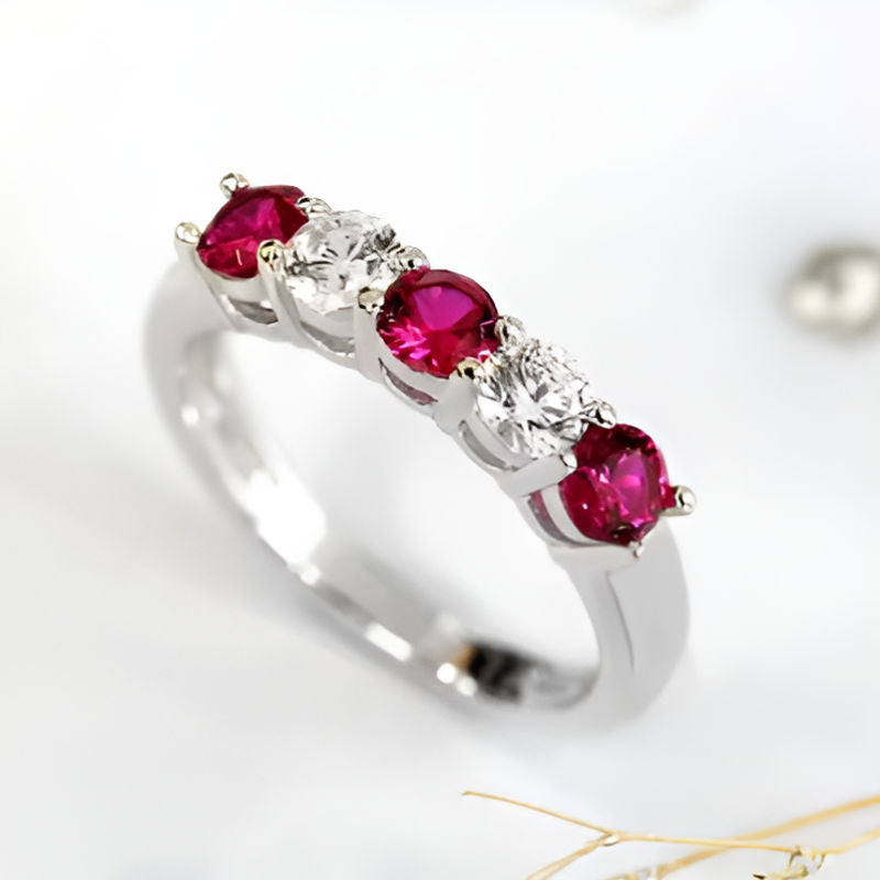 Vintage Bright Red Zirconia Ring