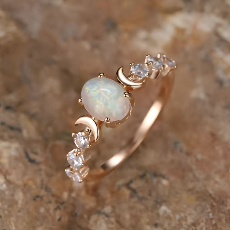 Gold Simulated Moonstone Ring