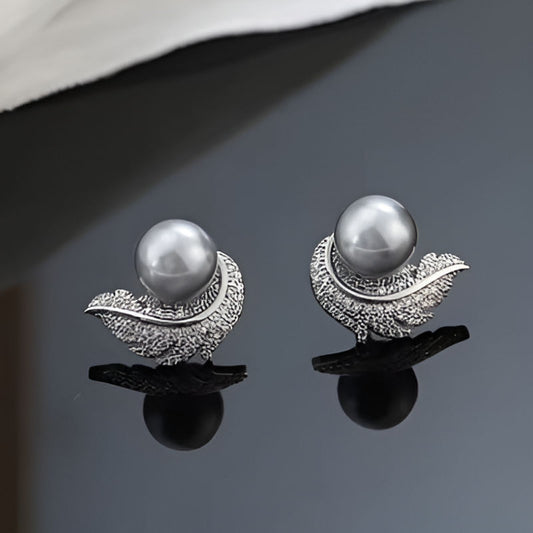 Vintage Black Simulated Pearl Earrings