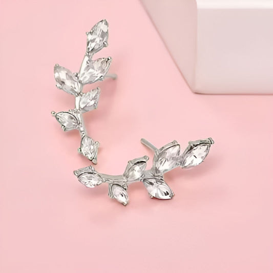 Silver Dainty Leaf Earrings