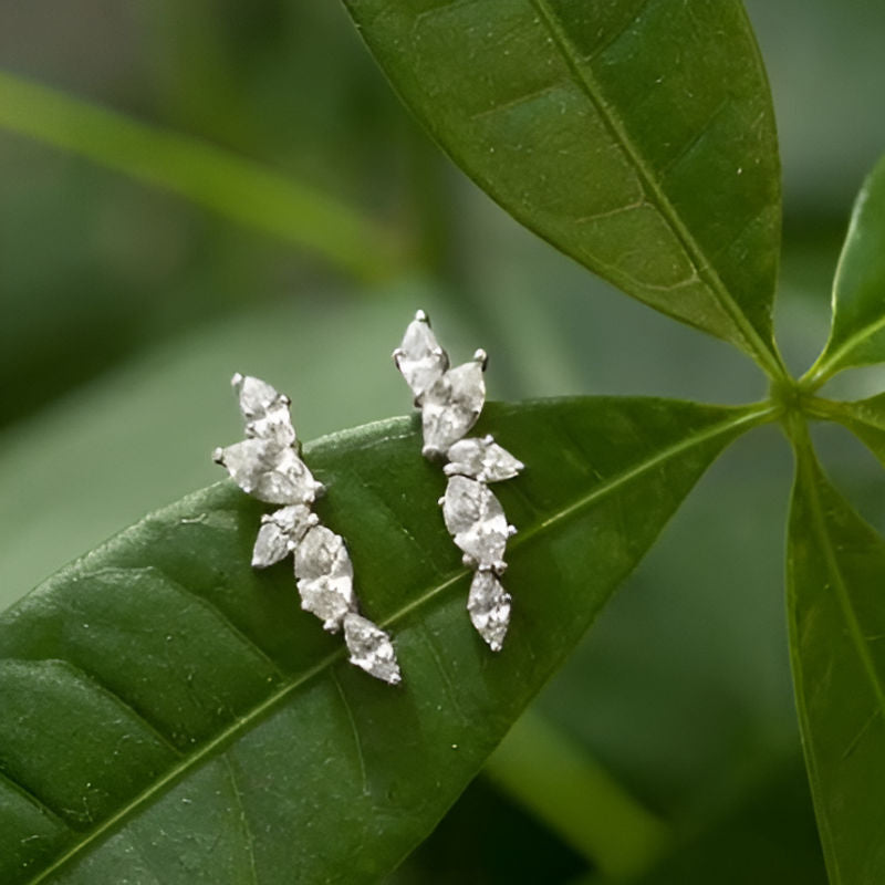 Silver Leaf Stud Earrings