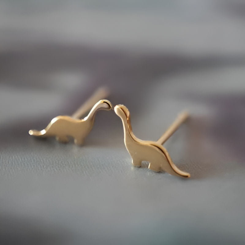 Gold Ancient Dinosaur Earrings