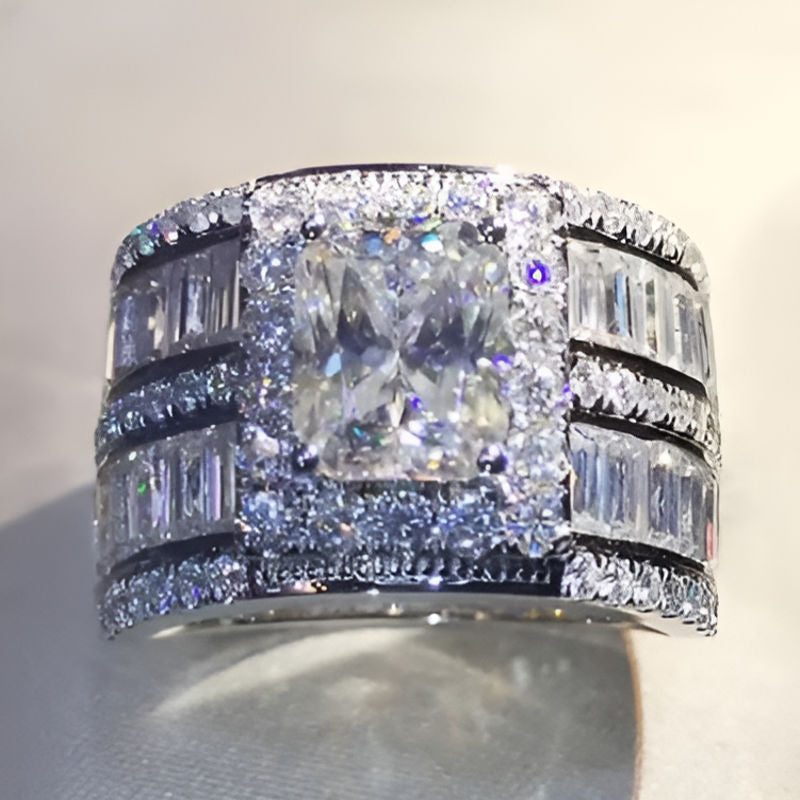 Elegant Geometric Zirconia Ring