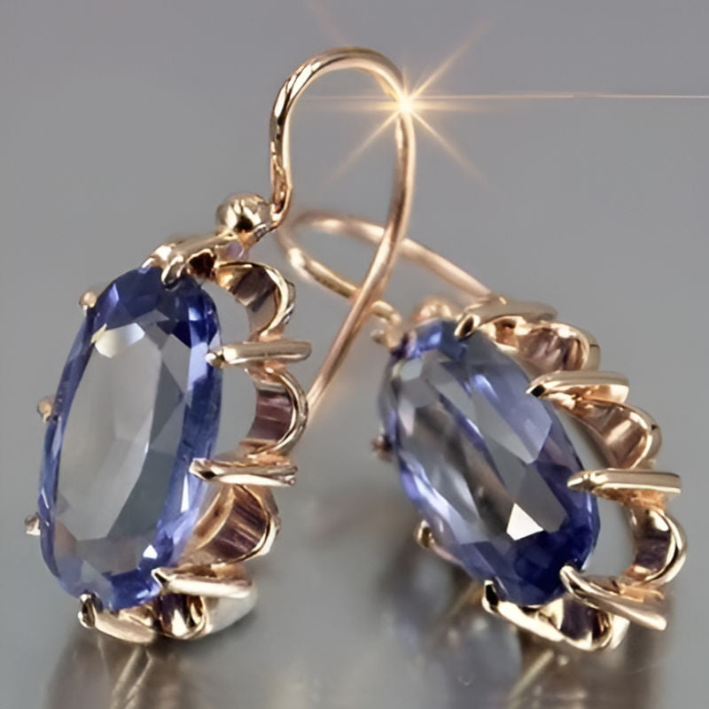 Vintage Dark Blue Zirconia Earrings