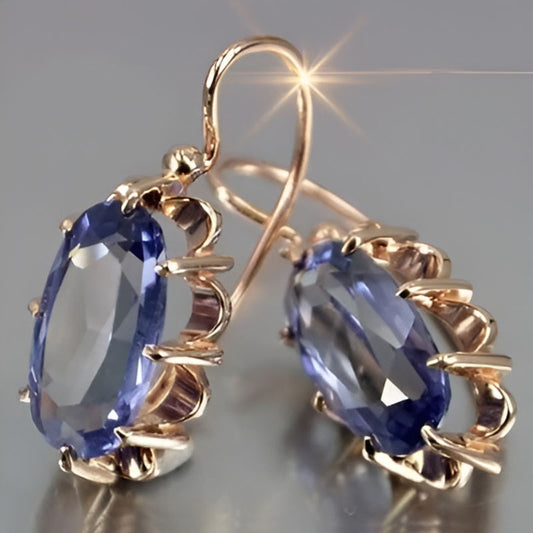 Vintage Dark Blue Zirconia Earrings