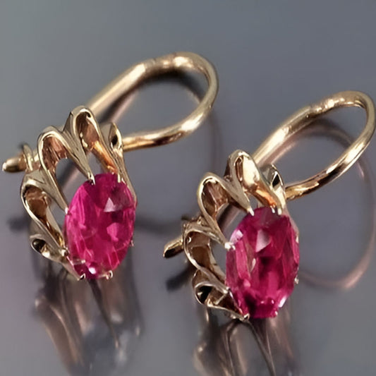 Vintage Red Zirconia Earrings