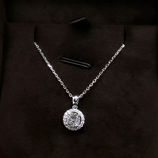 Vintage Round Zirconia Pendant Necklace