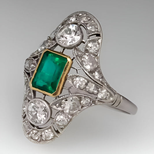 Vintage Brilliant Green Temperament Ring