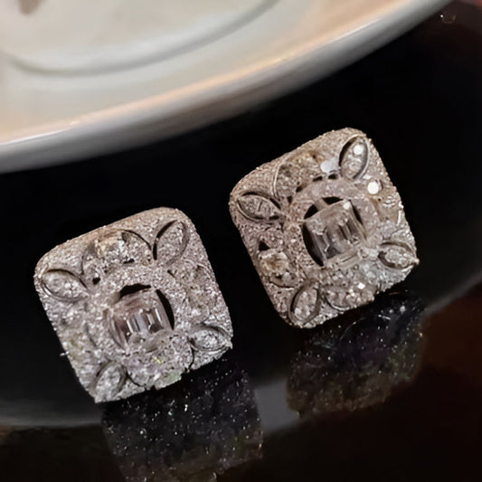 Vintage Novel Square Stud Earrings