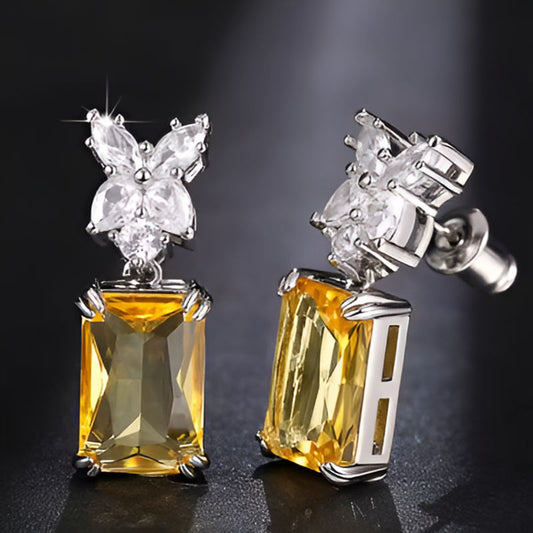 Vintage Big Square Yellow Earrings