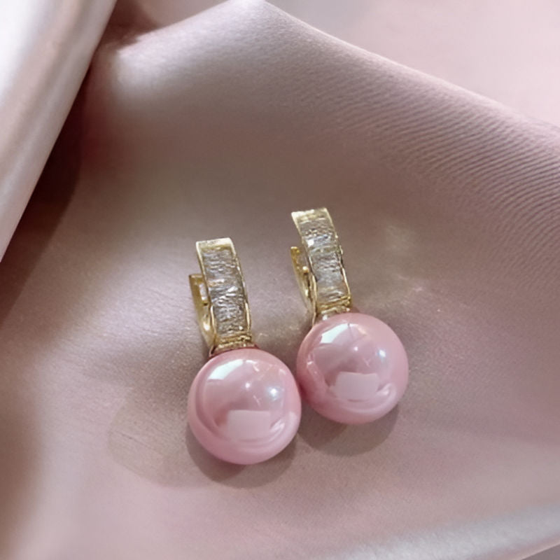 Vintage Sweet Pink Imitation Pearl Earrings
