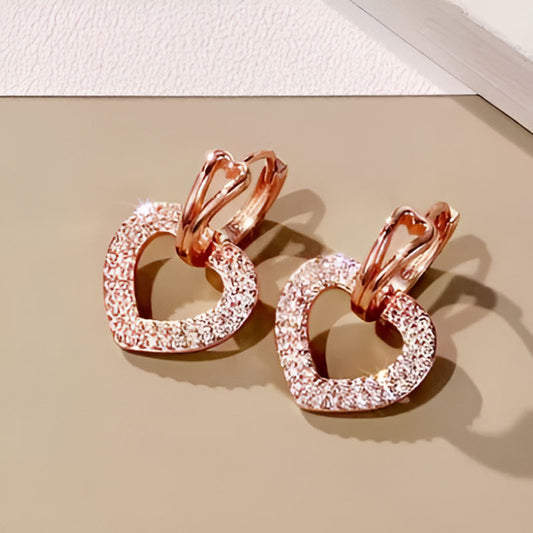 Vintage Rose Gold Heart Earrings
