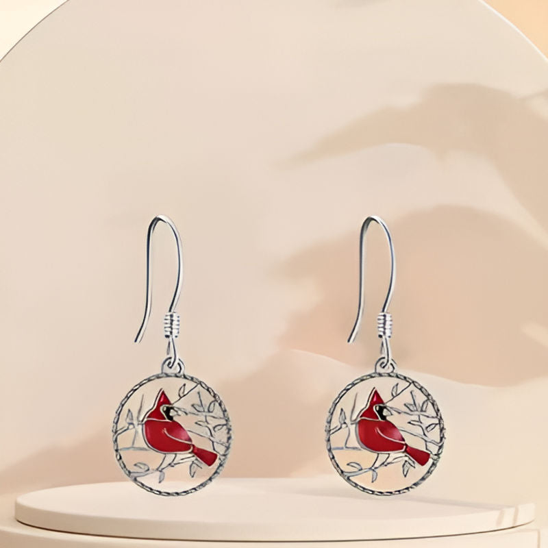 Vintage Red Bird Earrings