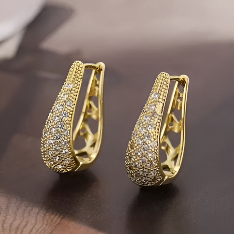 Gold Bright Zirconia Earrings