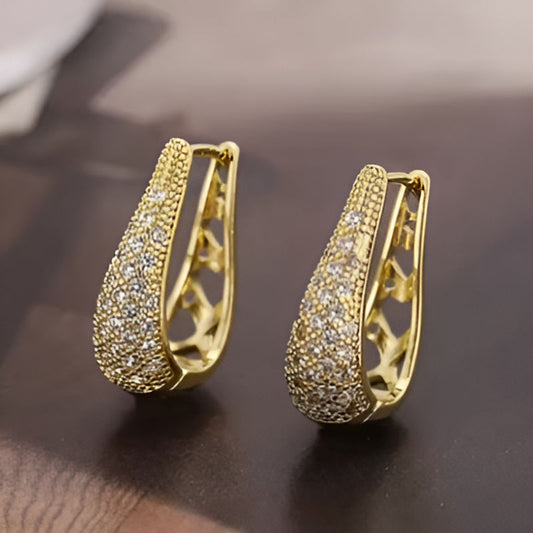 Gold Bright Zirconia Earrings