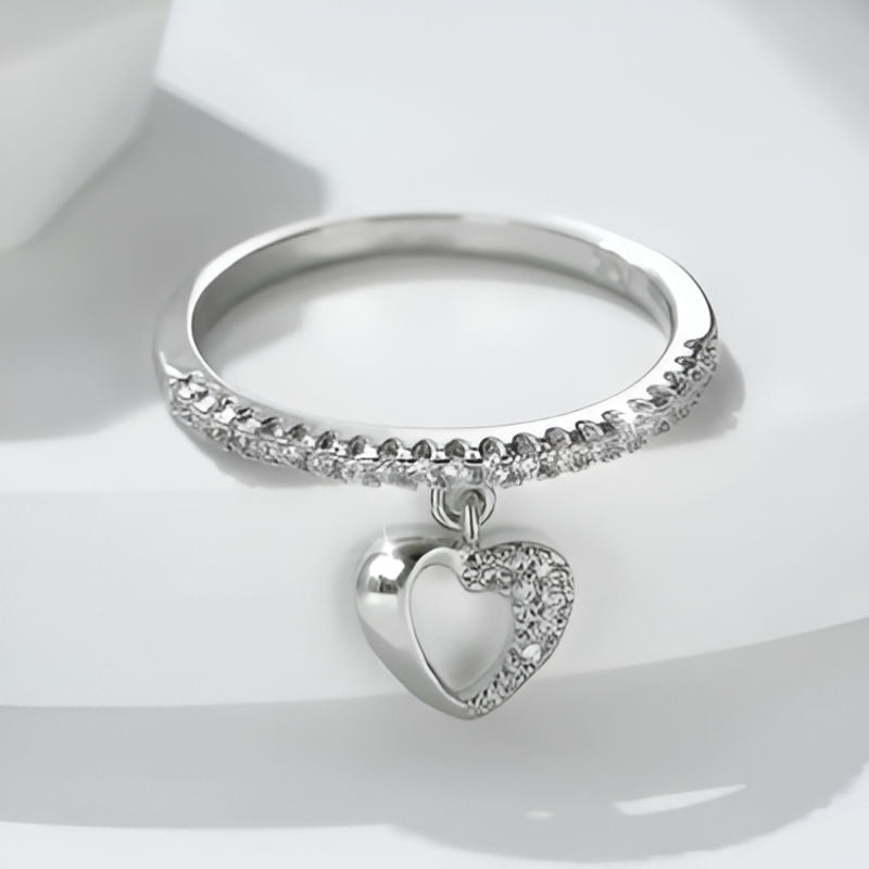 Silver Heart Charm Ring