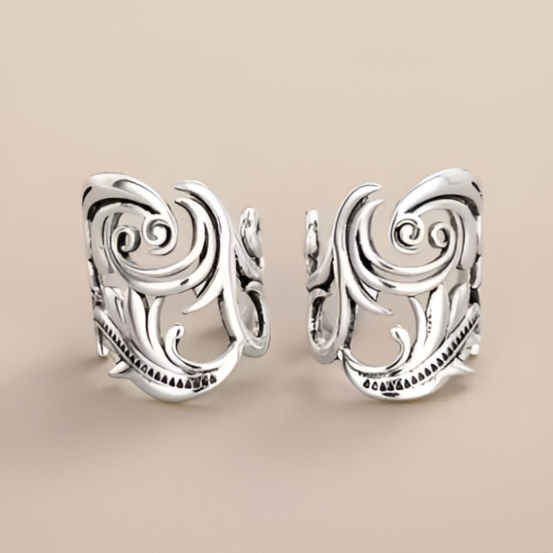 Silver Leaf Ear Cartilage Clip Earrings