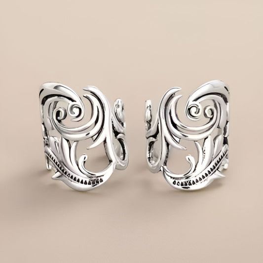 Silver Leaf Ear Cartilage Clip Earrings