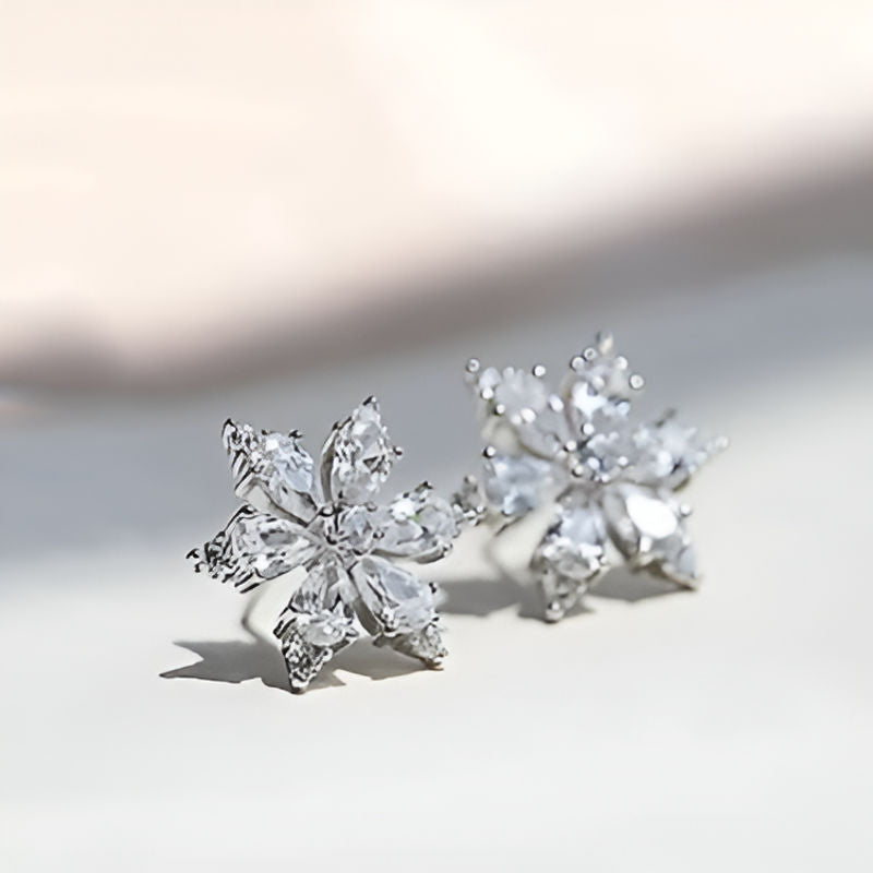 Vintage Bling Bling Crystal Flower Earrings