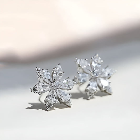 Vintage Bling Bling Crystal Flower Earrings