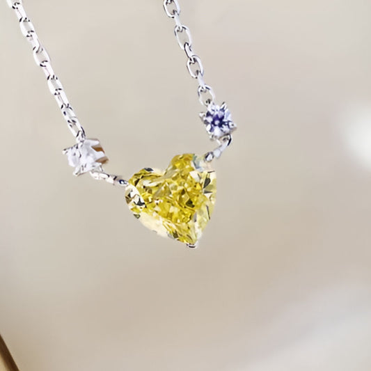 Vintage Yellow Love Pendant Necklace