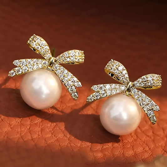 Gold Bowknot Stud Earrings