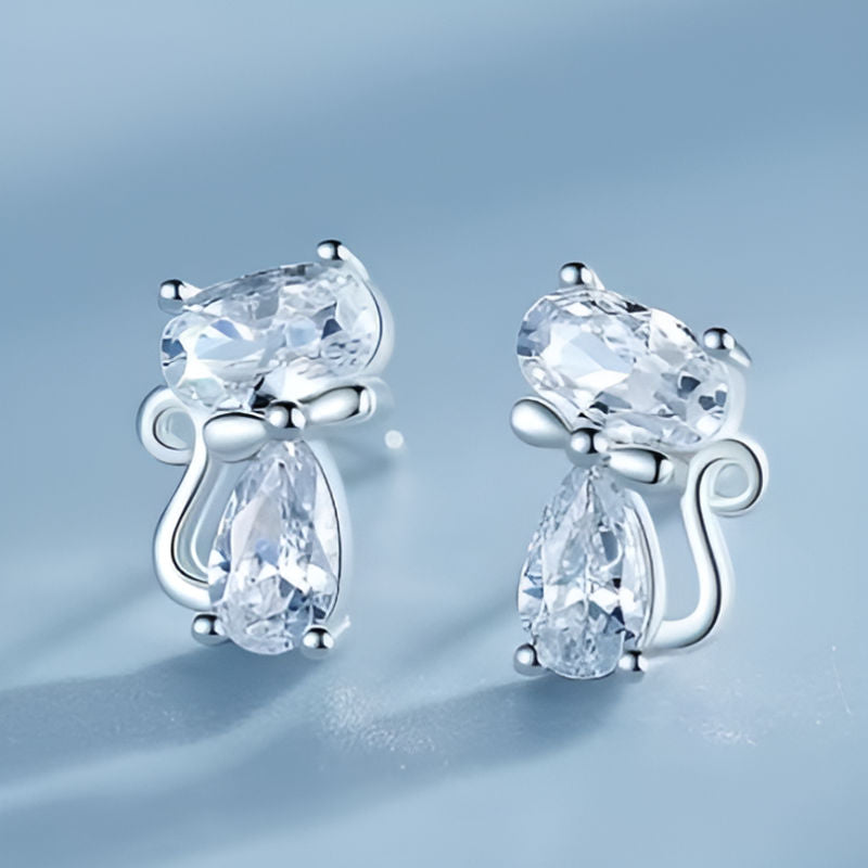 Vintage Cat Animal Stud Earrings