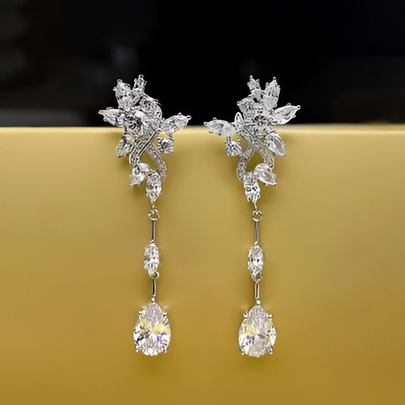 Vintage Crystal Long Hanging Earrings