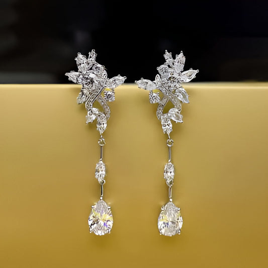 Vintage Crystal Long Hanging Earrings