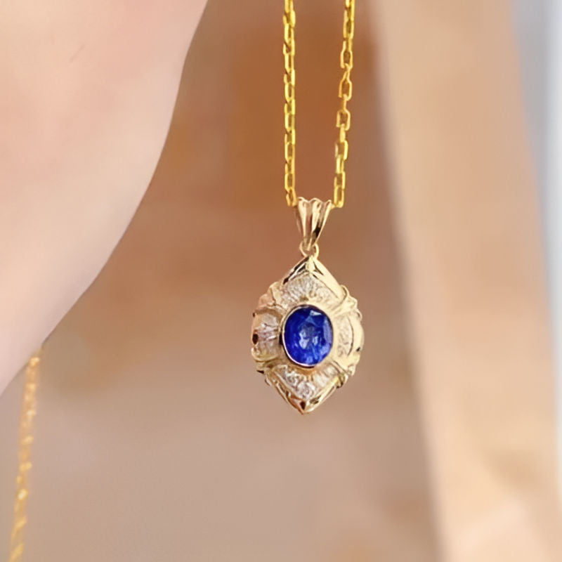 Vintage Dainty Blue Pendant Necklace
