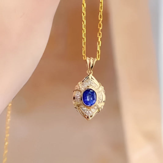 Vintage Dainty Blue Pendant Necklace
