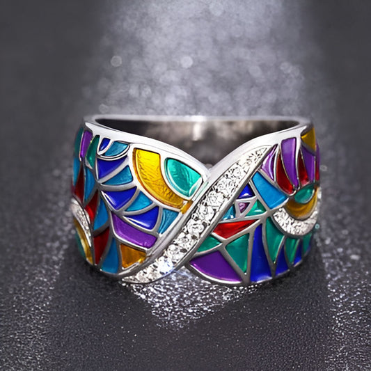 Vintage Colorful Enamel Ring