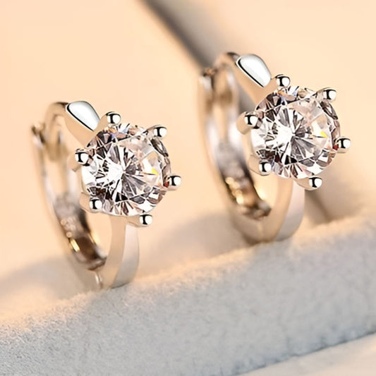 Vintage Round Zircon Hoop Earrings