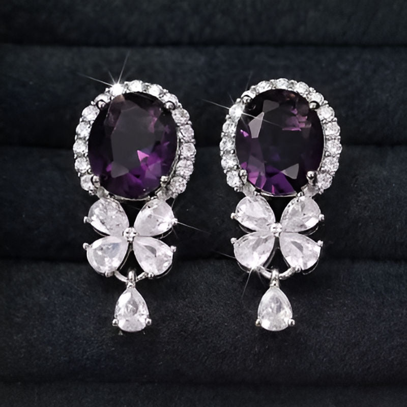 Vintage Purple Cubic Zirconia Earrings