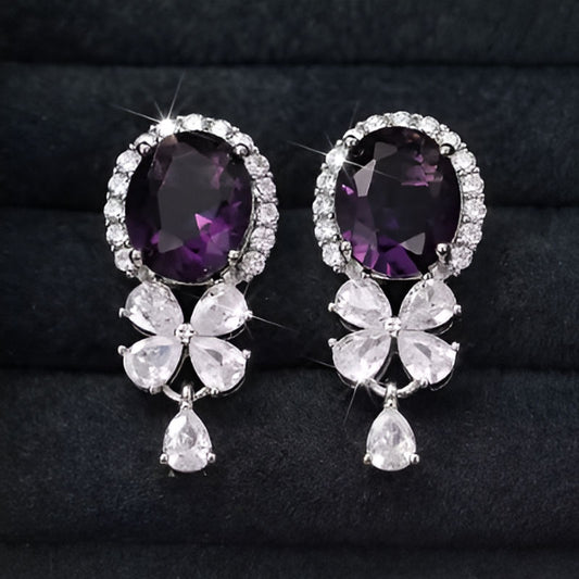 Vintage Purple Cubic Zirconia Earrings