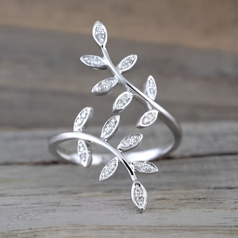 Vintage Leaf Open Ring
