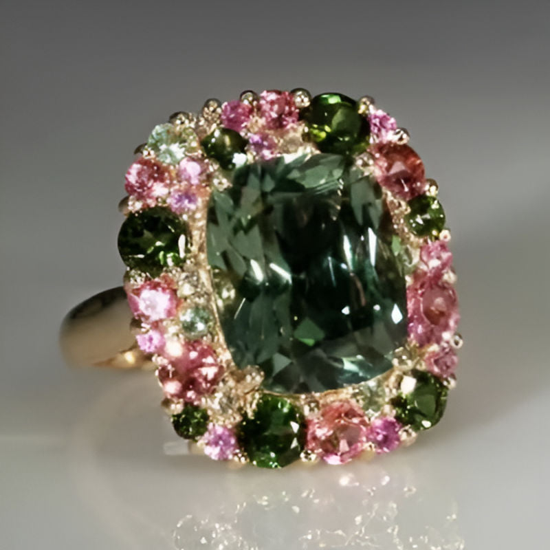 Vintage Green Stone Cubic Zirconia Ring